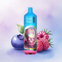 RandM Fumot Tornado 9000 Puffs Blåbær Sur Bringebær 850 mAh Mesh Coil