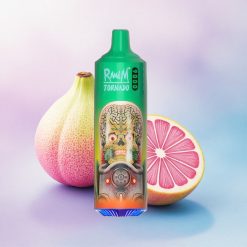 RandM Fumot Tornado 9000 Puffs Regnbuegodt 18 mL Mesh Coil RGB Skjerm